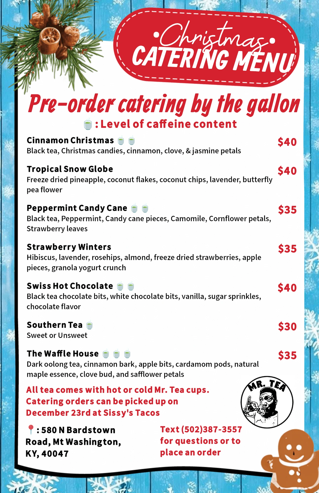 Christmas Gallon Menu